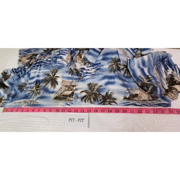 CROFT & BARROW MENS XL BLUE PALM TREE SHIRT VTG VACATION TROPICAL BEACH PARADISE - Picture 14 of 15